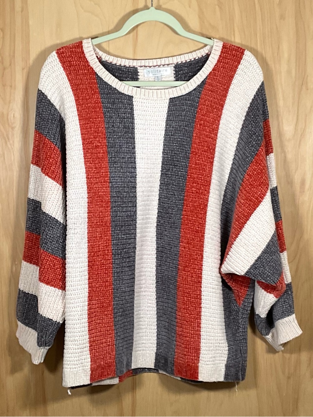 Solitare by Ravi Khosla Batwing Sleeve Vertical Striped Pullover Sweater - EUC